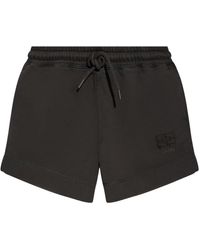 Ganni - Logo-Embroidered Organic Cotton Track Shorts - Lyst