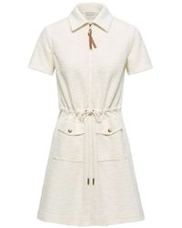 Moncler - Robe Courte En Bouclé À Lien De Resserrage À La Taille - Lyst