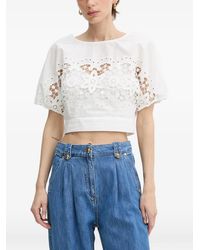 Patrizia Pepe - Broderie-Anglaise Cropped Top - Lyst