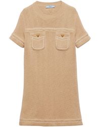 Prada - Knitted Cotton Mini Dress - Lyst