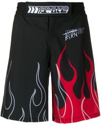Vision Of Super - Flames-print Track Shorts - Lyst