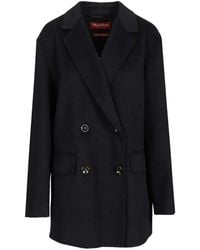 Max Mara - Wollen Jas Met Dubbele Rij Knopen En Gekerfde Revers - Lyst