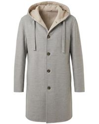 Lardini - Single-Breasted Hooded Wool Coat - Lyst