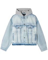 we11done - Hooded Raw-Hem Denim Jacket - Lyst