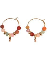 Bimba Y Lola - Medium Hoop Earrings With Heart Logo And Stones - Lyst