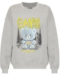 Ganni - Sweatshirt With Forest Teddy - Lyst
