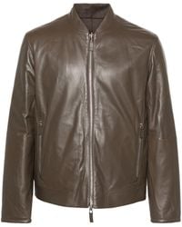 Emporio Armani - Zip-up Leather Jacket - Lyst