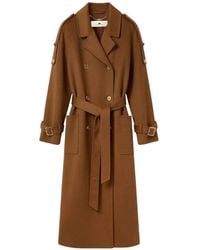 Elisabetta Franchi - Double-Breasted Belted Coat - Lyst