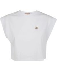 Twinset - Top Crop Con Maniche Ad Aletta - Lyst