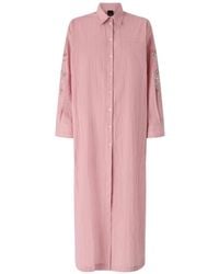Pinko - Robe Longue Chemisier Rayée À Fleurs Brodées - Lyst