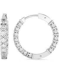 Diamond Essentials - Hoop-Design Diamond Earrings - Lyst