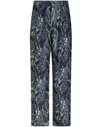 Etro - Foliage-Print Silk Trousers - Lyst