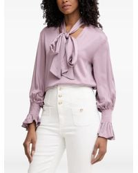 Silvian Heach - Tie-Neck Smocked-Cuff Blouse - Lyst