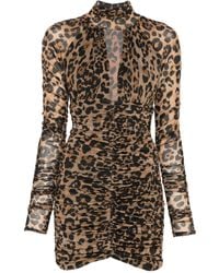 Blumarine - Leopard-Print Ruched Mini Dress - Lyst