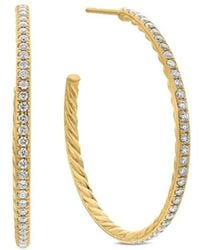 David Yurman - 18Kt Pavé Diamond Hoop Earrings (38Mm) - Lyst