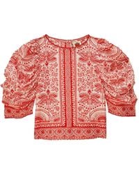 FARM Rio - Puff-Sleeve Patterned Top - Lyst