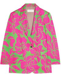 Dries Van Noten - Oversized Floral Satin Blazer - Lyst
