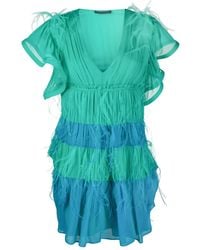 Alberta Ferretti - Feather Embellished Short Dress - Lyst