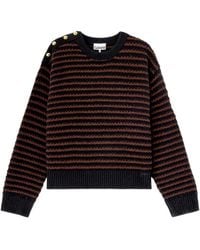 Ganni - Stripe Wool Mix Sweater - Lyst