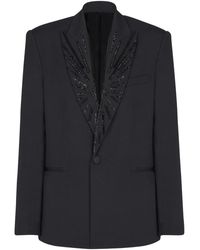 Balmain - Beaded-Lapel Single-Breasted Blazer - Lyst