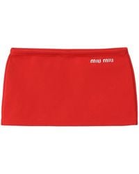 Miu Miu - Logo-Embroide Mini Skirt - Lyst