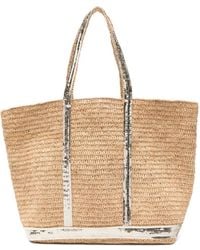 Vanessa Bruno - Grand Sac Cabas En Raphia À Sequins - Lyst