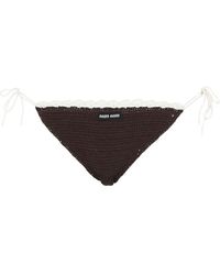 Miu Miu - Bas De Bikini En Crochet À Logo Brodé - Lyst