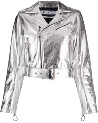 Off-White c/o Virgil Abloh Bikerjacke im Metallic-Look - Mettallic