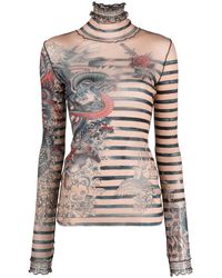 Jean Paul Gaultier - Top a righe con stampa grafica - Lyst