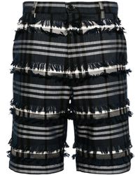 Henrik Vibskov - Check-Print Frayed Shorts - Lyst