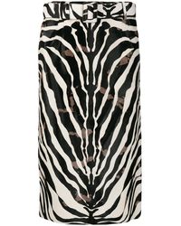 Tod's - Zebra Print Calf Hair Skirt - Lyst