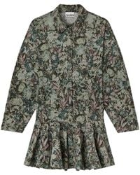 Ganni - Short Dress With Floral Pattern - Lyst