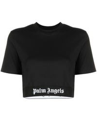 Palm Angels - Cropped Logo-tape T-shirt - Lyst