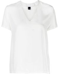 Fay - V-neck Embroidered-logo T-shirt - Lyst