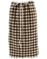 Daniela Gregis - Gingham Drawstring Midi Skirt - Lyst