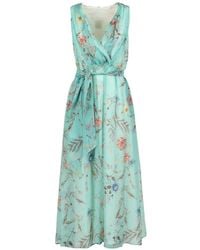 Eleventy - Floral-Print Midi Dress - Lyst