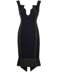 Moschino - V-Neck Panelled Midi Dress - Lyst