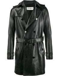 Homme Vêtements Manteaux Imperméables et trench coats Trench classique Coton Saint Laurent pour homme en coloris Noir 