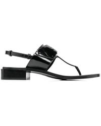 Ferragamo - Logo-Plaque Patent-Leather Sandals - Lyst