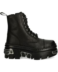 New Rock - Lace-Up Platform Combat Boots - Lyst