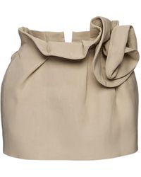 Magda Butrym - Linen Flower-Detail Mini Skirt - Lyst