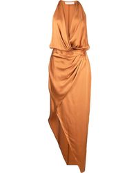 Michelle Mason Asymmetric Halterneck Silk Dress - Orange