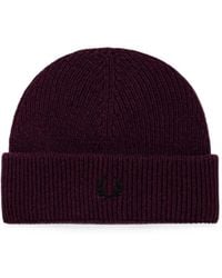 Fred Perry - Ribbed-Knit Embroidered Beanie Hat - Lyst