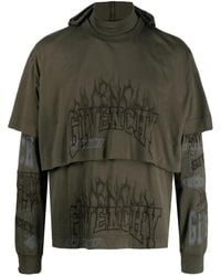 Givenchy - Logo-embroidered Layered Cotton Hoodie - Lyst