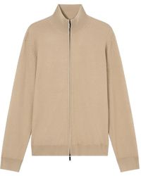 Emporio Armani - Chevron-Knit Zip-Up Cardigan - Lyst