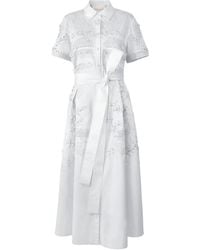 Carolina Herrera - Embroidered Midi Shirt Dress - Lyst