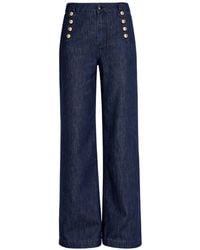 GAUDI - Button-Embellished Wide-Leg Jeans - Lyst