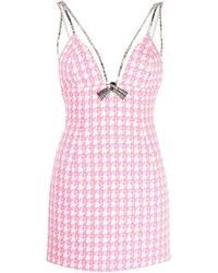 Area - Deco Bow Houndstooth Minidress - Lyst