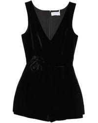 Adamaris - V-Neck Rose-Detail Playsuit - Lyst