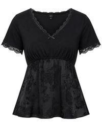 MM6 by Maison Margiela - Lace-Trim Floral-Jacquard Top - Lyst